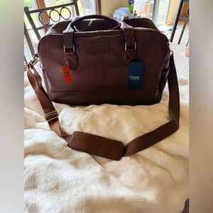 Chaps by Ralph Lauren - Dark Brown Leather Duffel Bag - NWT 18x12x8 unisex
